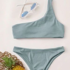 Rib one shoulder bikini